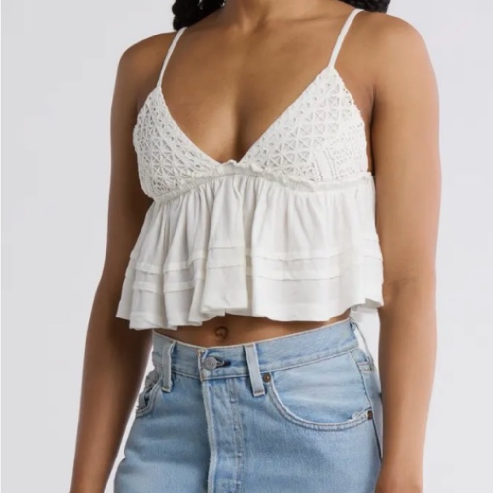 Urban Outfitters White Crop Top Size X-Small Babydoll Camisole New in Package